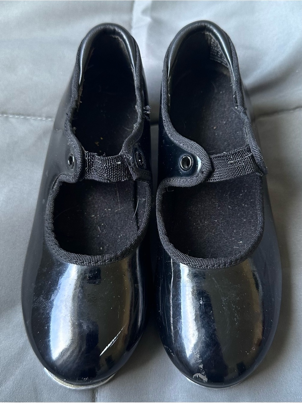 Weissman W600 Girls Size 11CM Black Patent Ribbonette Tap Dance Shoes 11T